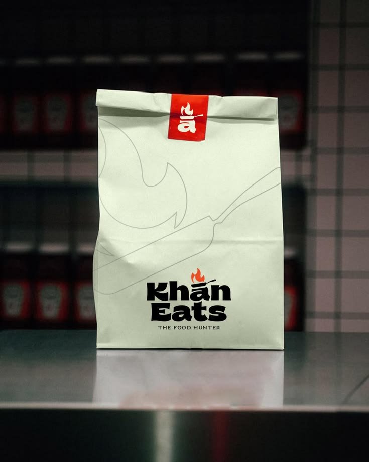 Khan Eats takeaway bag mockup