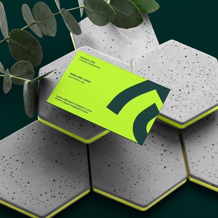 Mighty Green business card mockup