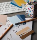 Designer desk with color samples