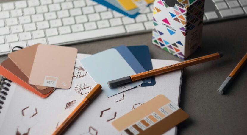 Designer desk with color samples