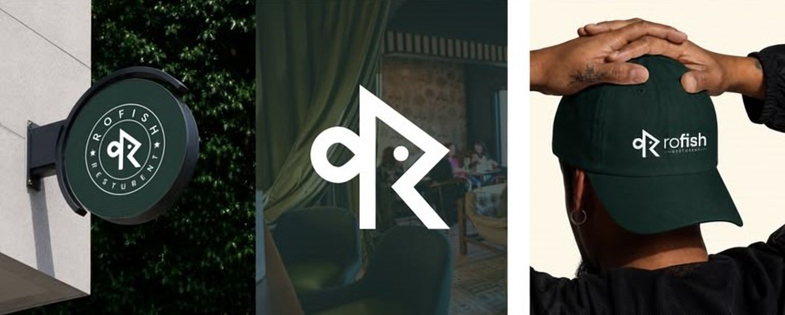 Rofish sign and cap mockups